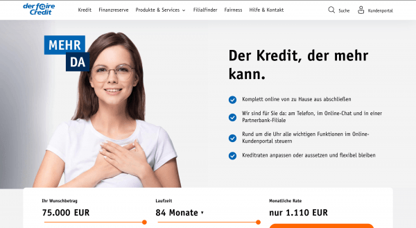 Der faire Credit - Kredit bis 75 000 €